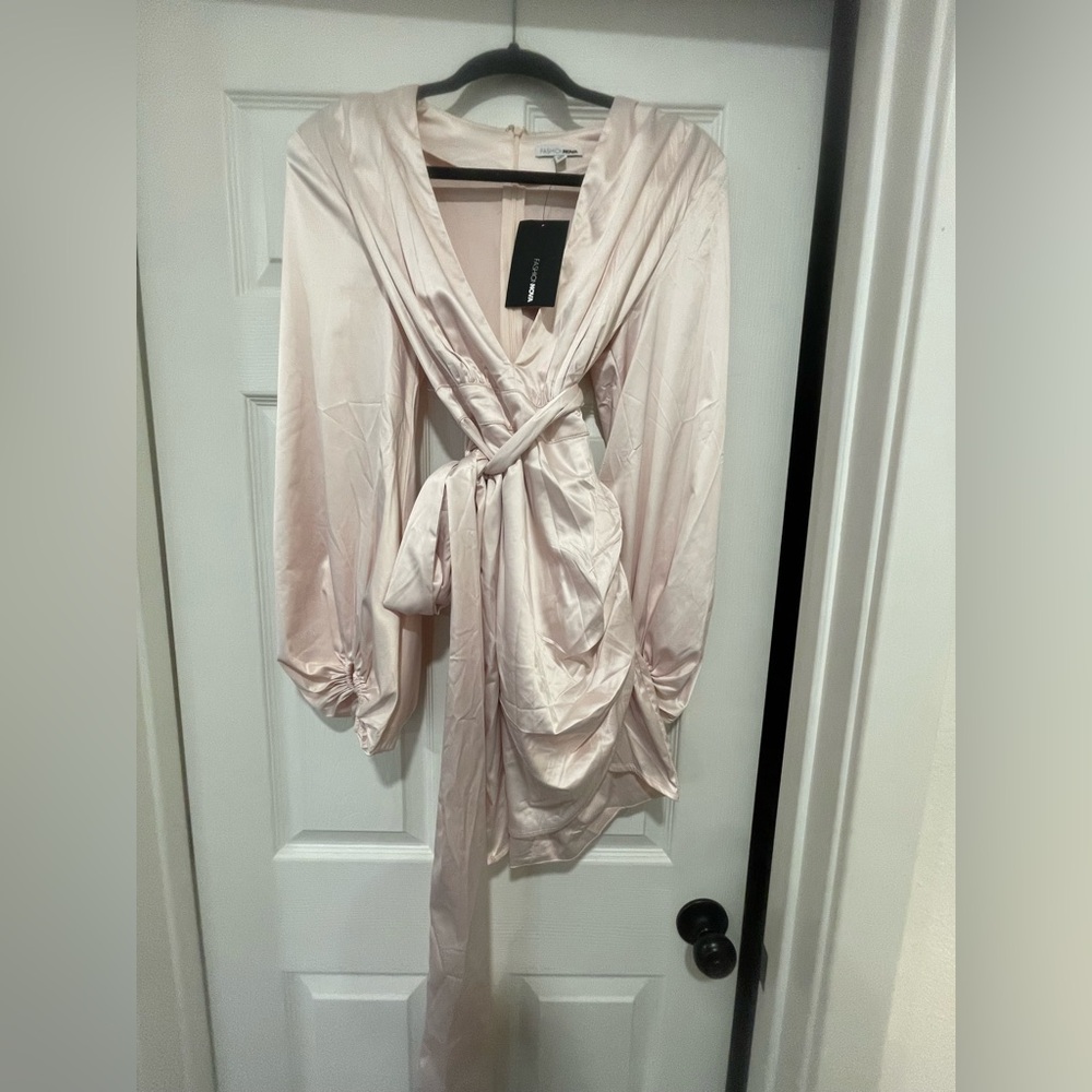 Fashion Nova Blush Satin Mini Dress